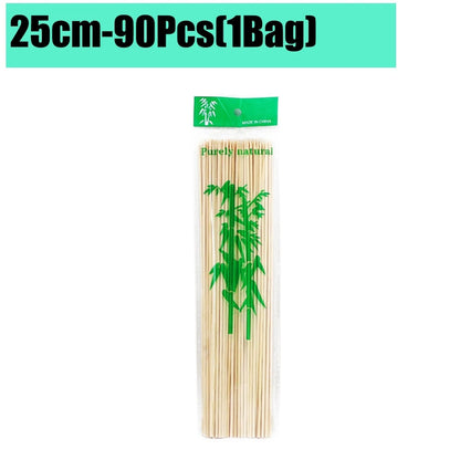 Bamboo BBQ Skewers, 15-30cm Disposable Sticks for Grilling, Fruit and Snacks - 25cm-90Pcs(1Bags)