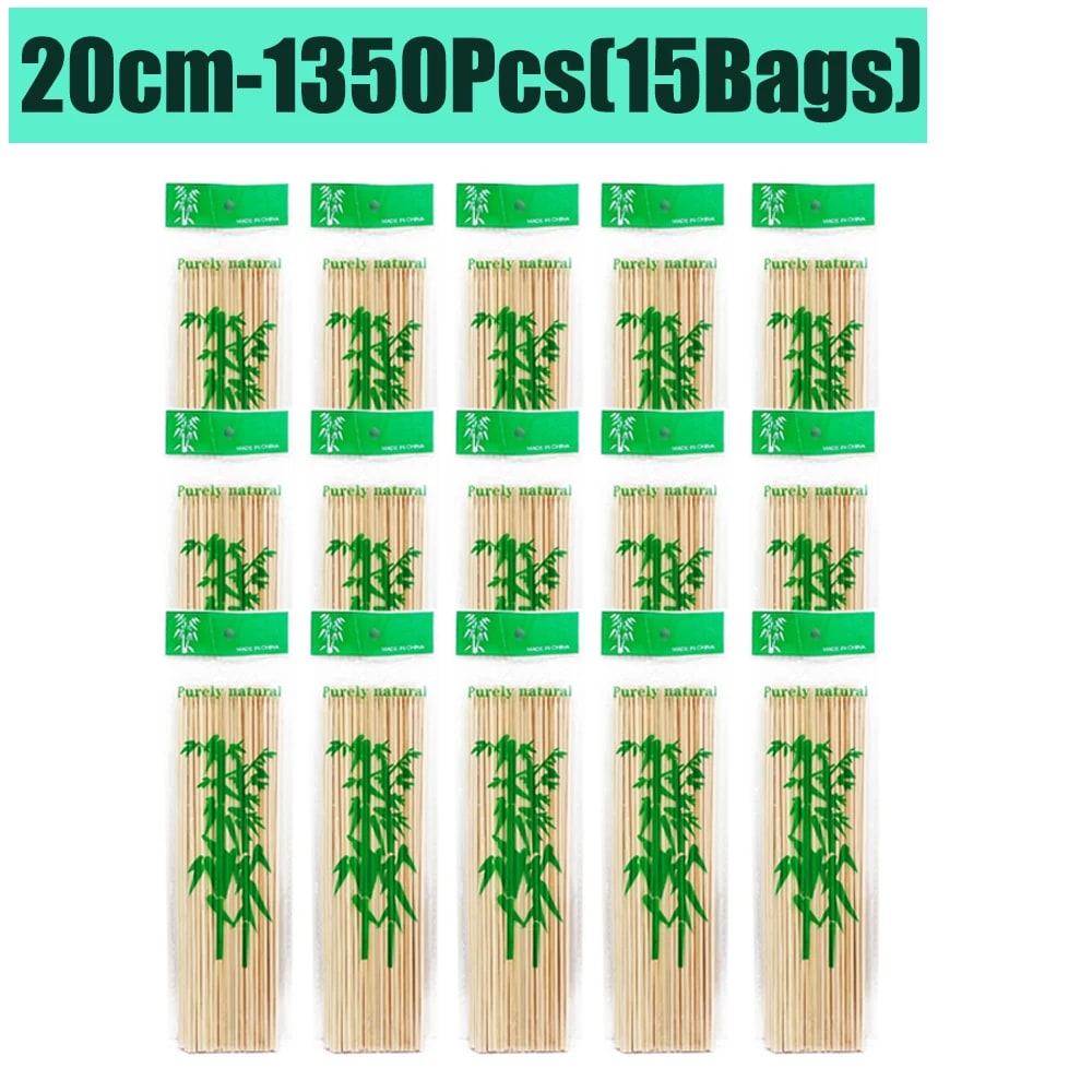 Bamboo BBQ Skewers, 15-30cm Disposable Sticks for Grilling, Fruit and Snacks - 20cm-1350Pcs(15Bags)