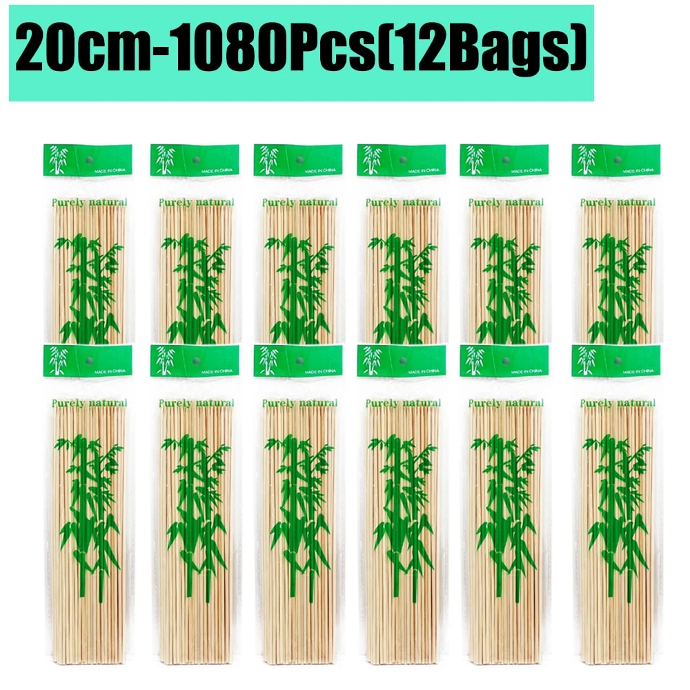 Bamboo BBQ Skewers, 15-30cm Disposable Sticks for Grilling, Fruit and Snacks - 20cm-1080Pcs(12Bags)