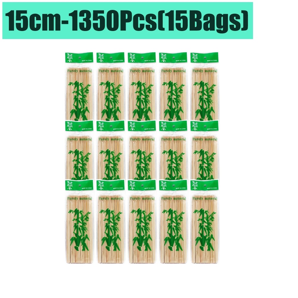Bamboo BBQ Skewers, 15-30cm Disposable Sticks for Grilling, Fruit and Snacks - 15cm-1350Pcs(15Bags)