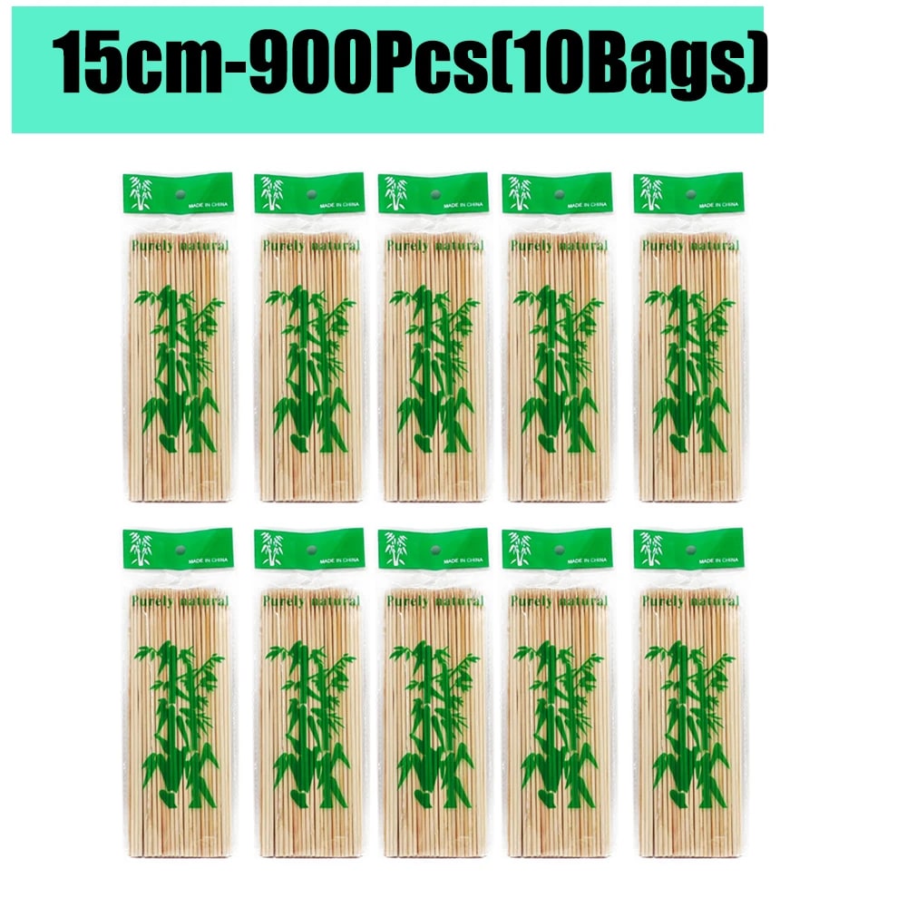 Bamboo BBQ Skewers, 15-30cm Disposable Sticks for Grilling, Fruit and Snacks - 15cm-900Pcs(10Bags)