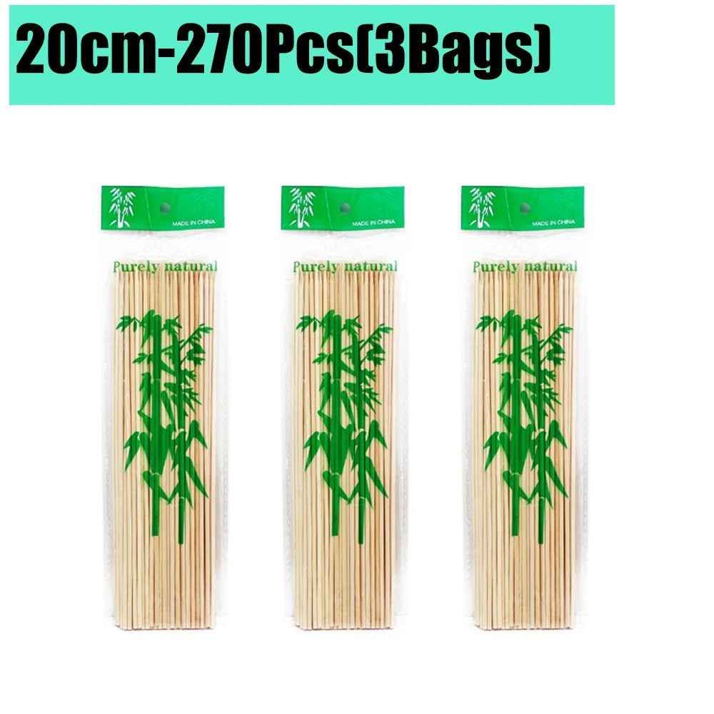Bamboo BBQ Skewers, 15-30cm Disposable Sticks for Grilling, Fruit and Snacks - 20cm-270Pcs(3Bags)