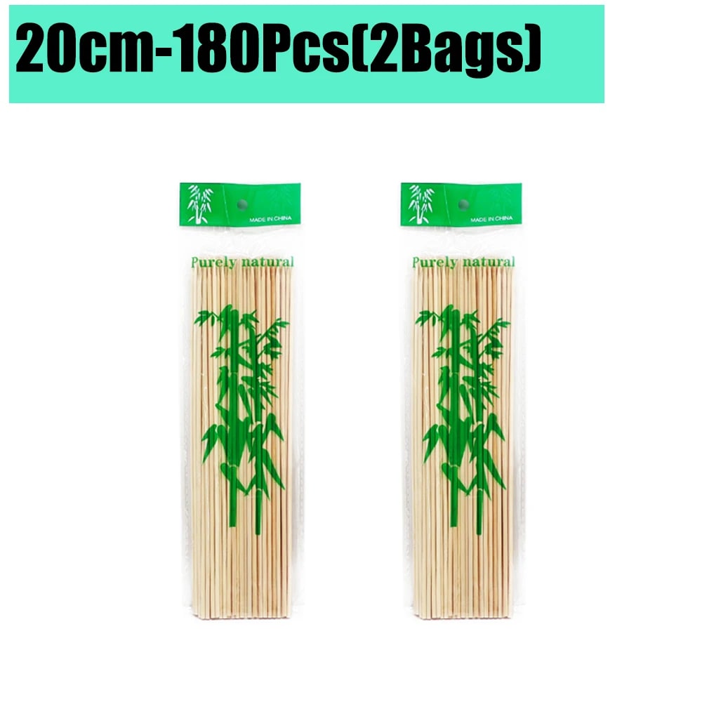 Bamboo BBQ Skewers, 15-30cm Disposable Sticks for Grilling, Fruit and Snacks - 20cm-180Pcs(2Bags)