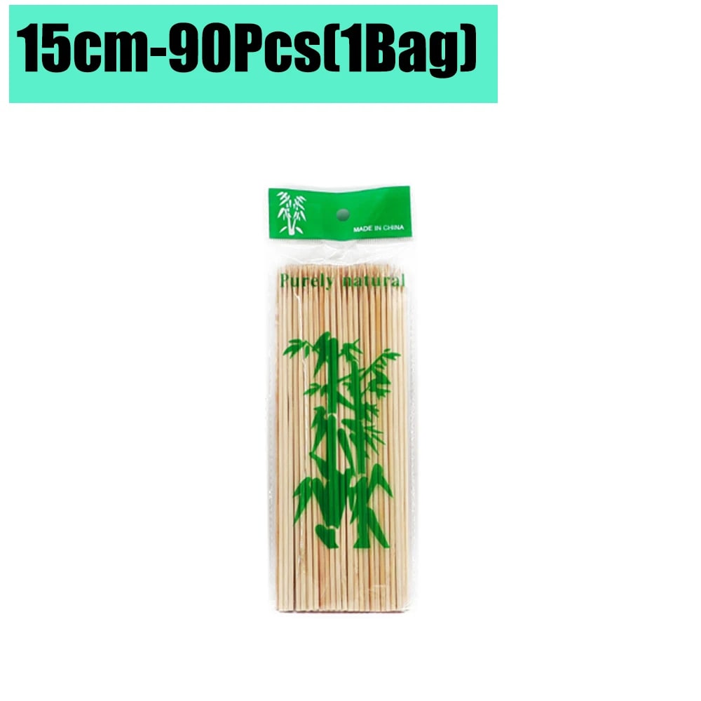 Bamboo BBQ Skewers, 15-30cm Disposable Sticks for Grilling, Fruit and Snacks - 15cm-90Pcs(1Bags)