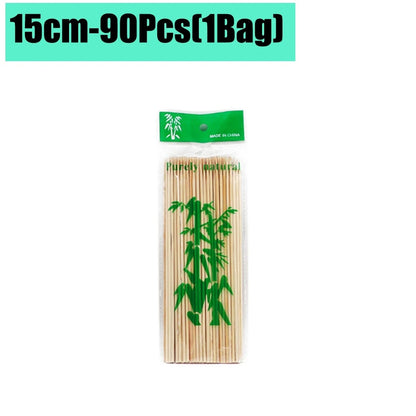 Bamboo BBQ Skewers, 15-30cm Disposable Sticks for Grilling, Fruit and Snacks - 15cm-90Pcs(1Bags)