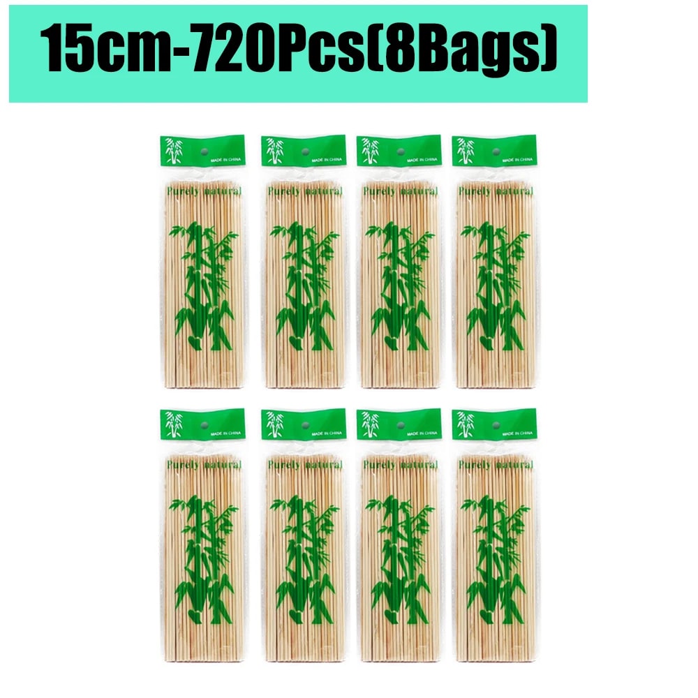 Bamboo BBQ Skewers, 15-30cm Disposable Sticks for Grilling, Fruit and Snacks - 15cm-720Pcs(8Bags)
