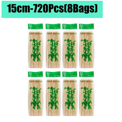 Bamboo BBQ Skewers, 15-30cm Disposable Sticks for Grilling, Fruit and Snacks - 15cm-720Pcs(8Bags)