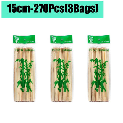 Bamboo BBQ Skewers, 15-30cm Disposable Sticks for Grilling, Fruit and Snacks - 15cm-270Pcs(3Bags)