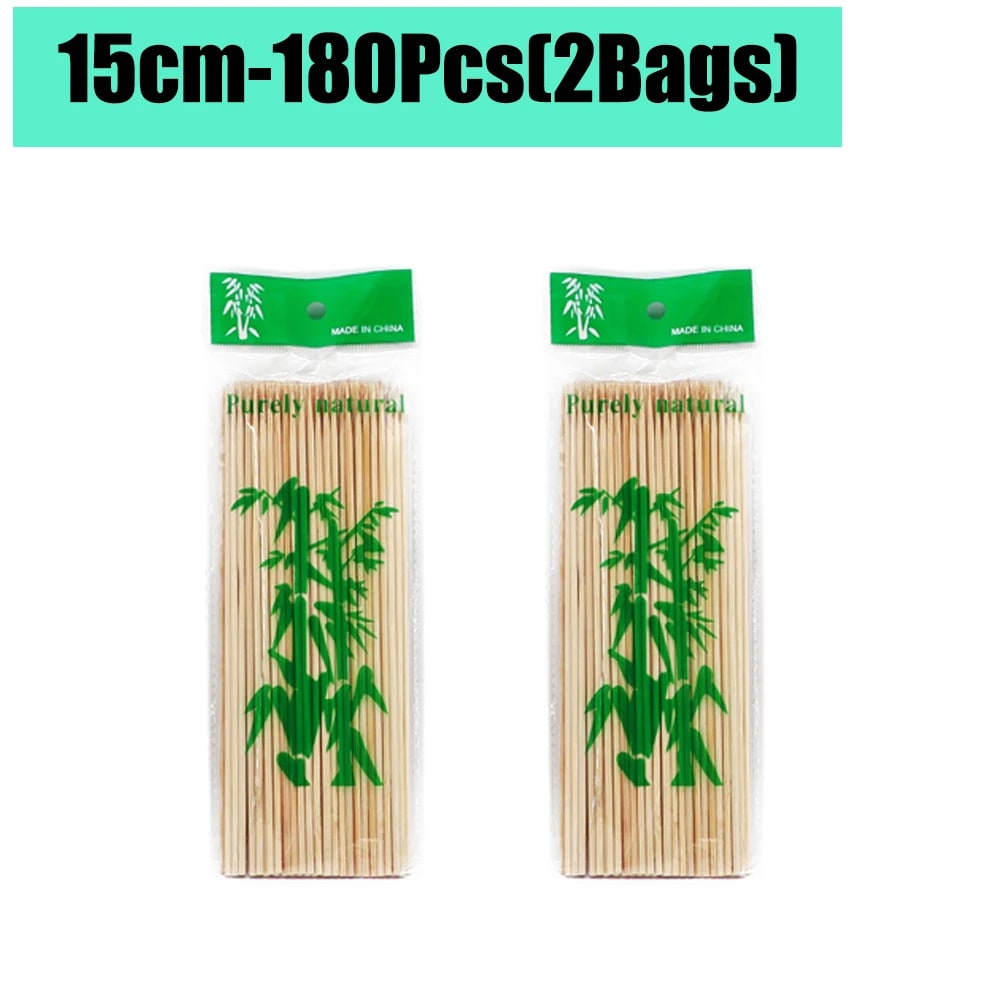 Bamboo BBQ Skewers, 15-30cm Disposable Sticks for Grilling, Fruit and Snacks - 15cm-180Pcs(2Bags)