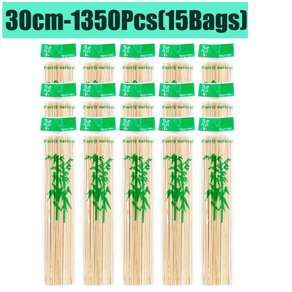 Bamboo BBQ Skewers, 15-30cm Disposable Sticks for Grilling, Fruit and Snacks - 30cm-1350Pcs(15Bags)