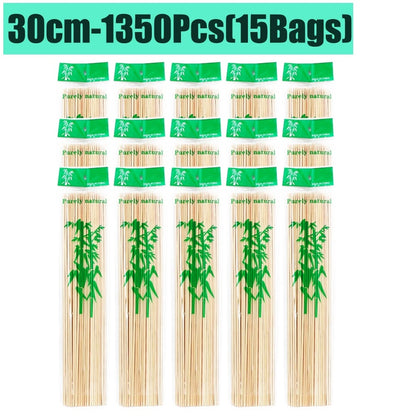 Bamboo BBQ Skewers, 15-30cm Disposable Sticks for Grilling, Fruit and Snacks - 30cm-1350Pcs(15Bags)