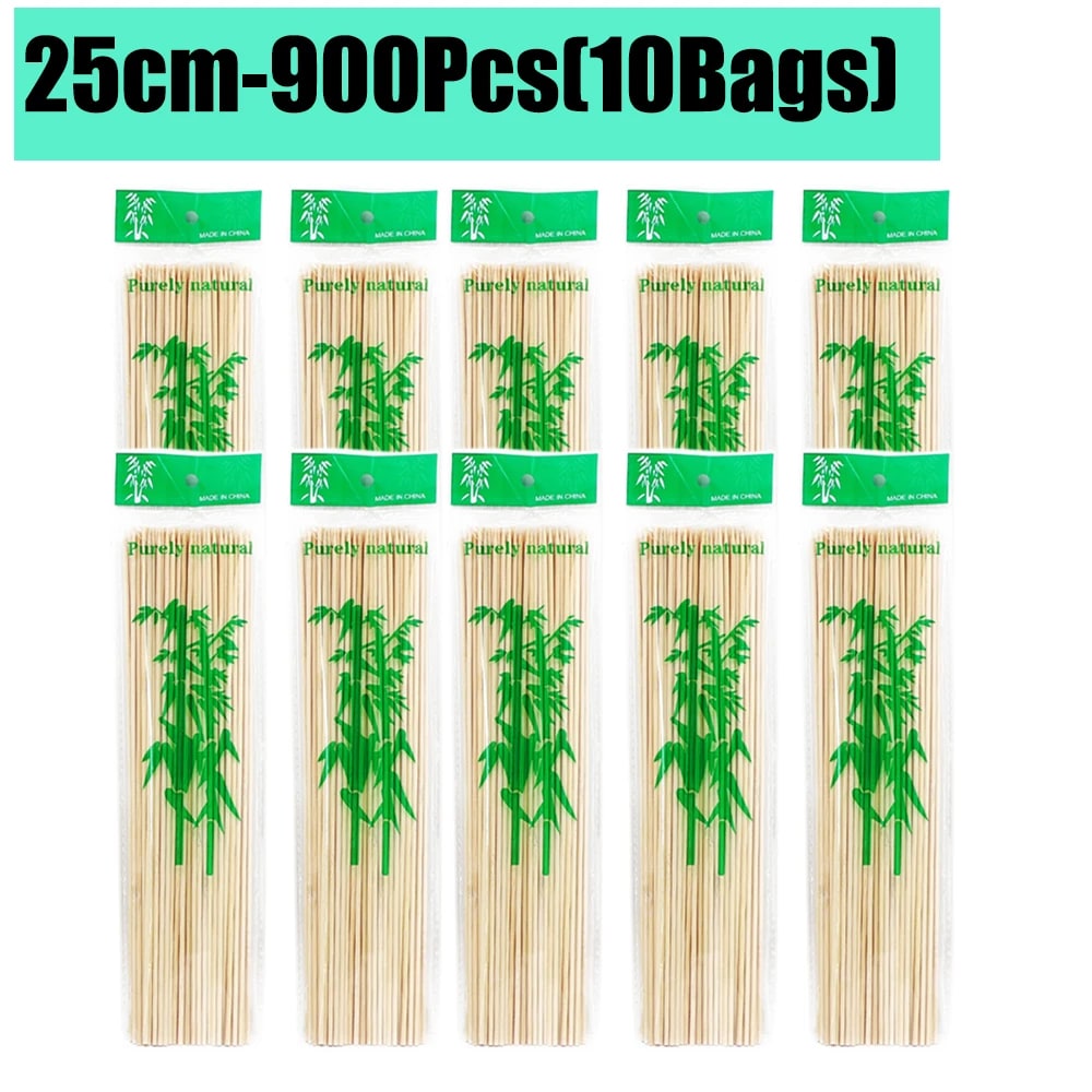 Bamboo BBQ Skewers, 15-30cm Disposable Sticks for Grilling, Fruit and Snacks - 25cm-900Pcs(10Bags)