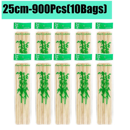 Bamboo BBQ Skewers, 15-30cm Disposable Sticks for Grilling, Fruit and Snacks - 25cm-900Pcs(10Bags)