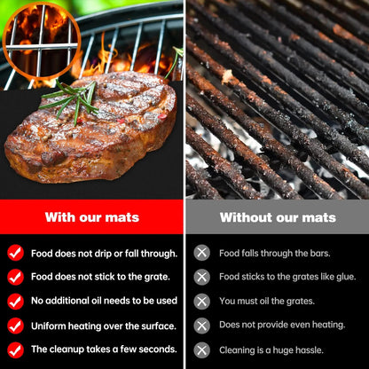 Reusable Non-Stick BBQ Grill Mats, Rubber, 0.2mm, 33x40cm or 40x50cm