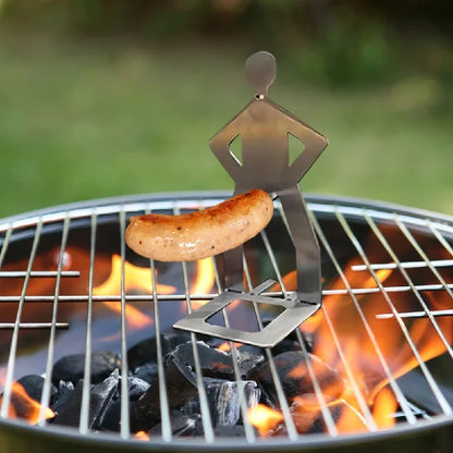 BBQ Metal Sausage Roaster Holder, Novelty Hot Dog Grill Accessory