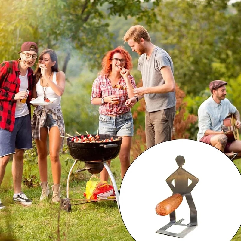 BBQ Metal Sausage Roaster Holder, Novelty Hot Dog Grill Accessory