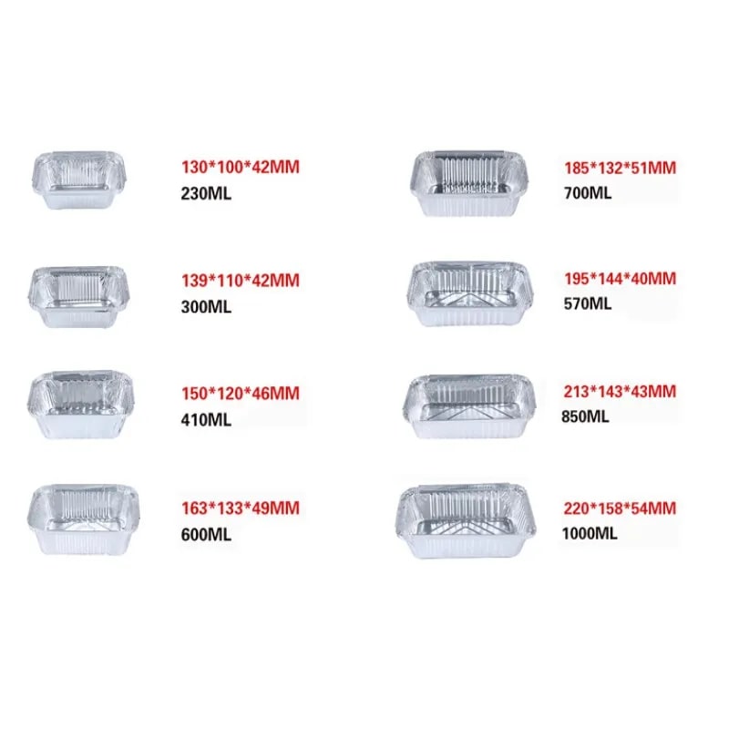 Disposable Foil BBQ Drip Pans, 50 Pack, Silver, 230ml to 700ml
