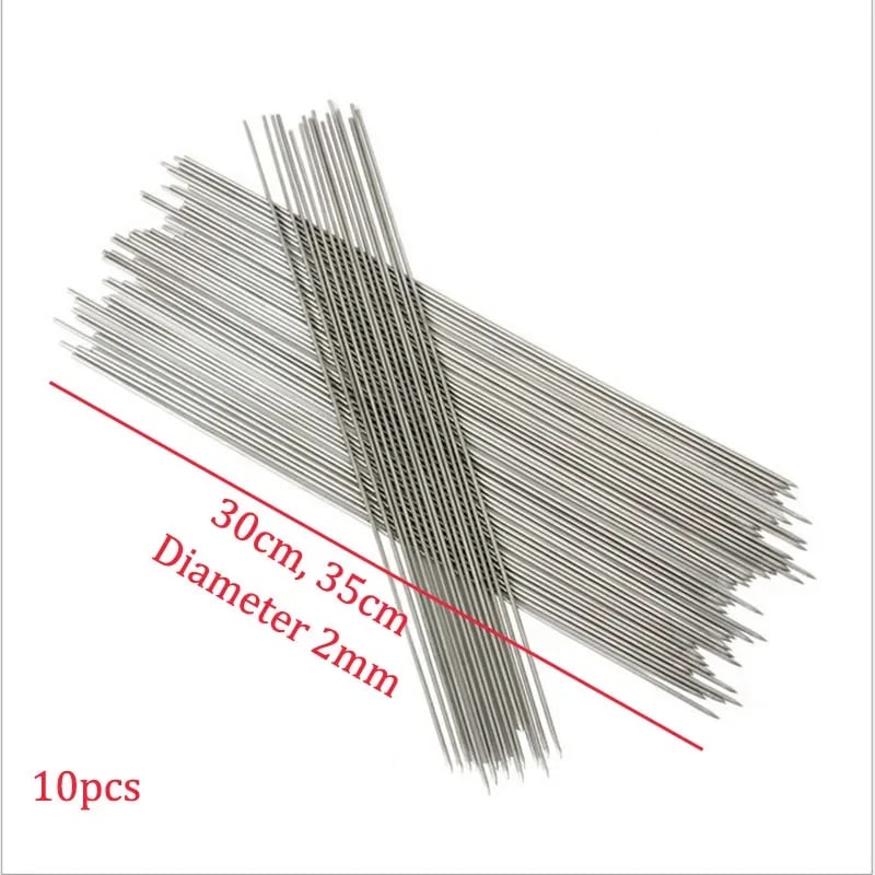 Stainless Steel BBQ Skewers, Pointed 30cm or 35cm, 10 Pack