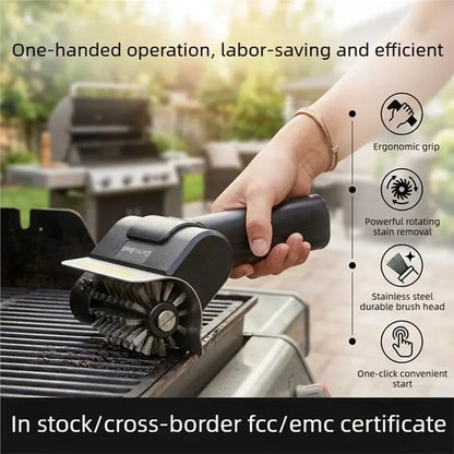 Rechargeable Electric BBQ Grill Brush with Rotating Stainless Steel Brush Head