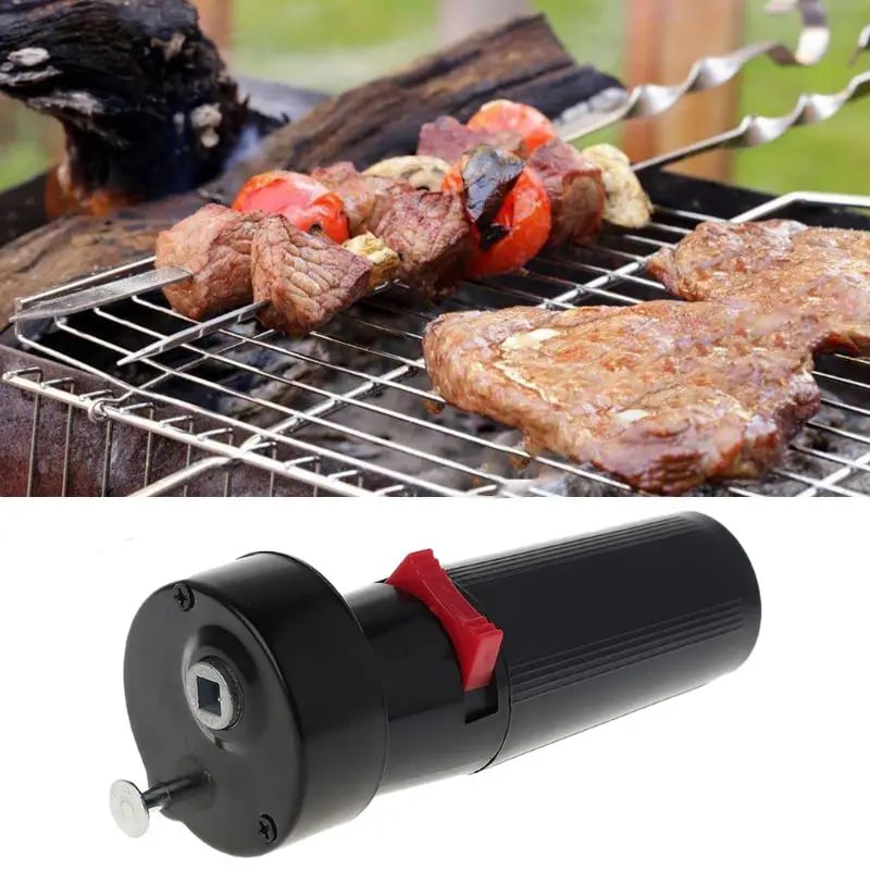 Battery-Operated BBQ Rotisserie Motor NO-03, Black, 6 x 6 mm Skewer Fit