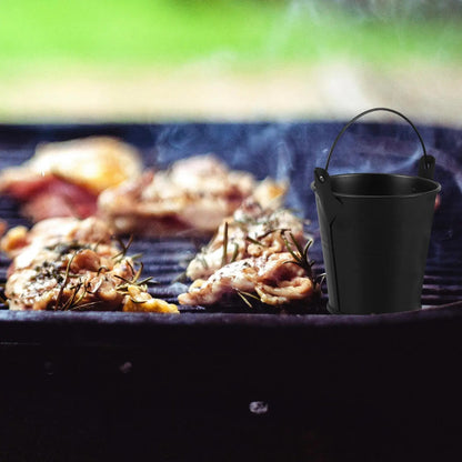ROSENICE BBQ Grill Grease Drip Bucket, Black Plastic Oil Catcher, 7.5 x 7.5