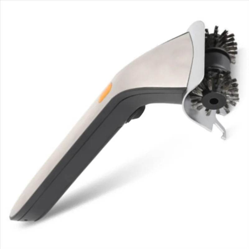 Electric Grill Brush with Steam Cleaning, Motorised Steel Brushes and Scraper, Silver & Black