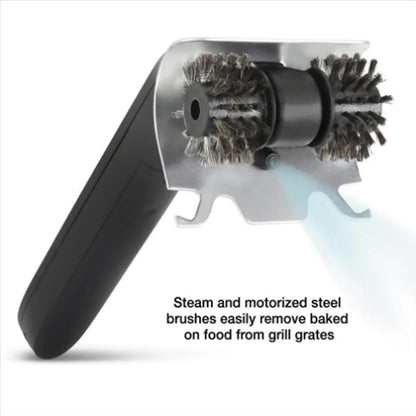 Electric Grill Brush with Steam Cleaning, Motorised Steel Brushes and Scraper, Silver & Black