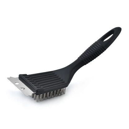 Stainless Steel BBQ Cleaning Brush with Scraper, Black, 2-Piece Pack