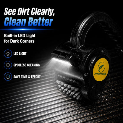 FTTINCOPRO Cordless Electric Grill Brush with LED Light, 4400mAh USB Rechargeable, Black