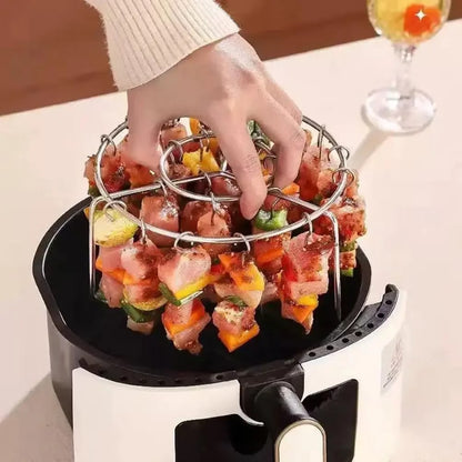 Stainless Steel Vertical Hanging Grill with 24 Skewers for Air Fryers