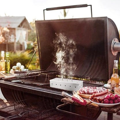 Stainless Steel Smoker Box for Gas and Charcoal BBQ Grills, 22 x 9.5 x 4.5 cm