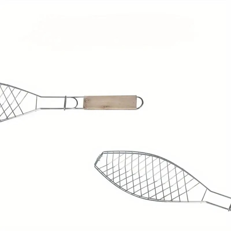Fish Grill Basket Stainless Steel Wire with Handle, 57 x 11cm
