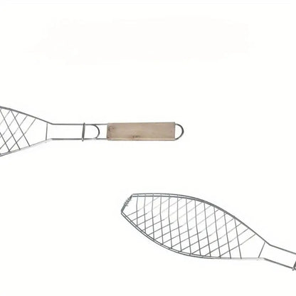 Fish Grill Basket Stainless Steel Wire with Handle, 57 x 11cm