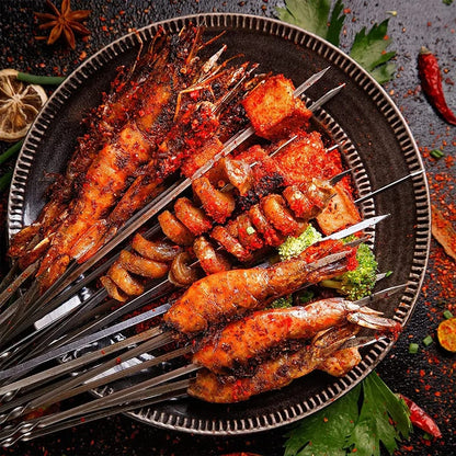 Stainless Steel BBQ Skewers, 30cm Reusable Kebab Sticks, 10 or 20 Pack