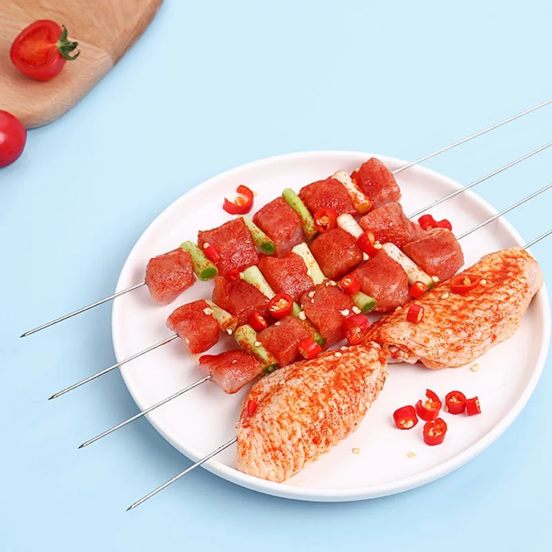Stainless Steel BBQ Skewers, 30cm Reusable Kebab Sticks, 10 or 20 Pack
