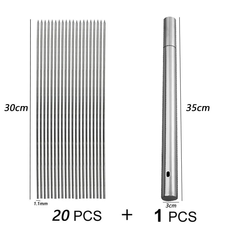 Stainless Steel BBQ Skewers, 30cm Reusable Kebab Sticks, 10 or 20 Pack - A07