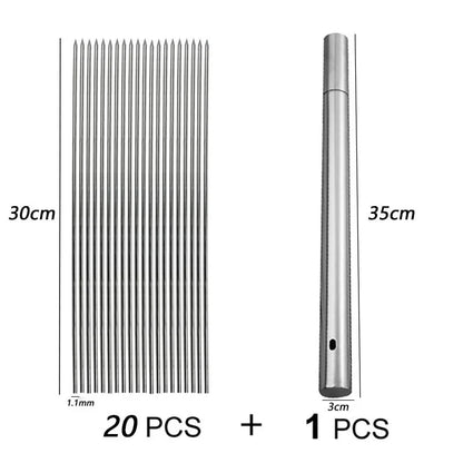 Stainless Steel BBQ Skewers, 30cm Reusable Kebab Sticks, 10 or 20 Pack - A07