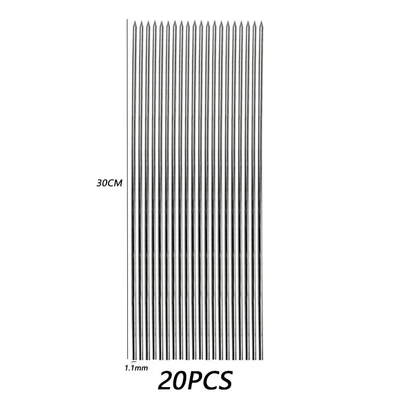 Stainless Steel BBQ Skewers, 30cm Reusable Kebab Sticks, 10 or 20 Pack - A03