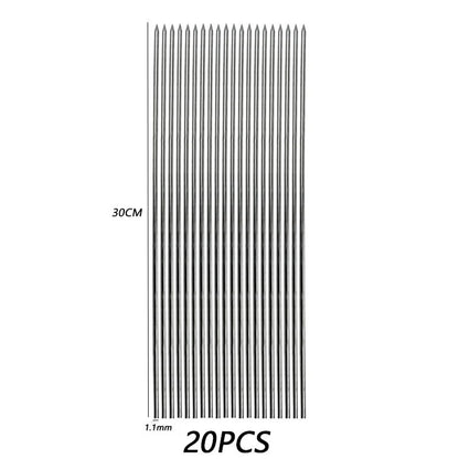 Stainless Steel BBQ Skewers, 30cm Reusable Kebab Sticks, 10 or 20 Pack - A03