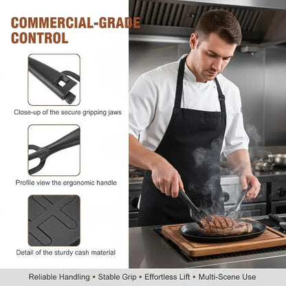 Cast Iron BBQ Plate Clip, 13cm Cookware Clamp for Grilling, Ovens and Campfire Cooking