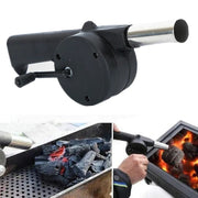 Manual BBQ Blower, 26.5cm Black Aluminium Alloy Charcoal Fire Tool