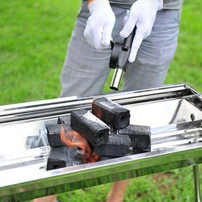 Manual BBQ Blower, 26.5cm Black Aluminium Alloy Charcoal Fire Tool