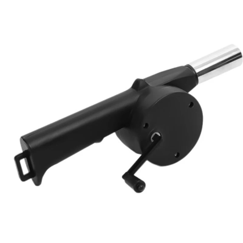 Manual BBQ Blower, 26.5cm Black Aluminium Alloy Charcoal Fire Tool