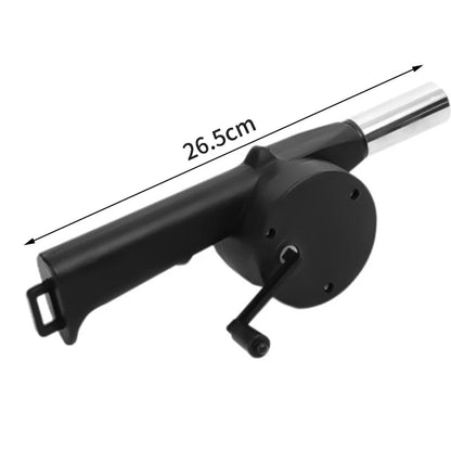 Manual BBQ Blower, 26.5cm Black Aluminium Alloy Charcoal Fire Tool