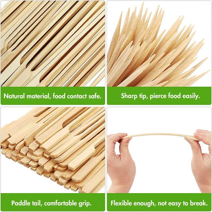 200 Bamboo Skewers for BBQ, Fruit and Appetisers, 9cm, 12cm or 18cm