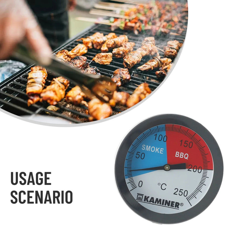 BBQ Grill Thermometer, Stainless Steel, 0°C to 250°C