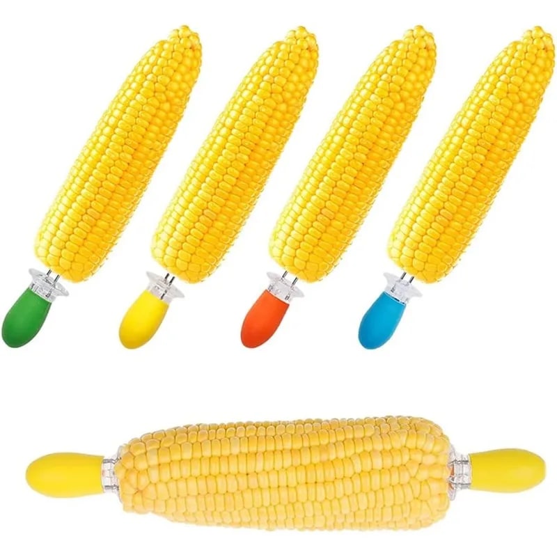 Stainless Steel Corn Holders, 4 Pairs, 7.8cm BBQ Prongs for Corn on the Cob