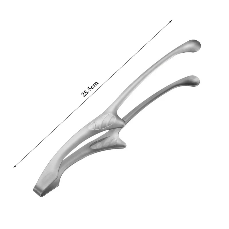 Stainless Steel BBQ Tongs with Stand, Serrated or Round Tips, 24cm or 25.5cm - A Round Head 25.5cm