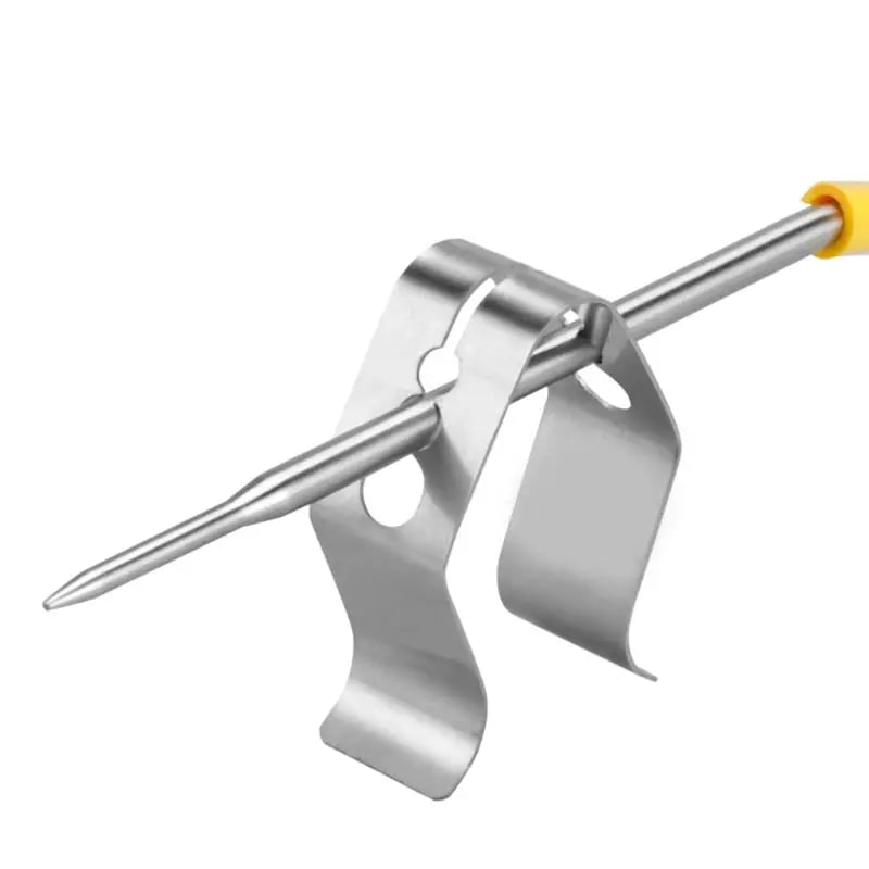OOTDTY Stainless Steel BBQ Thermometer Probe Clip Holder, Silver, 4 x 4 x 1.5cm