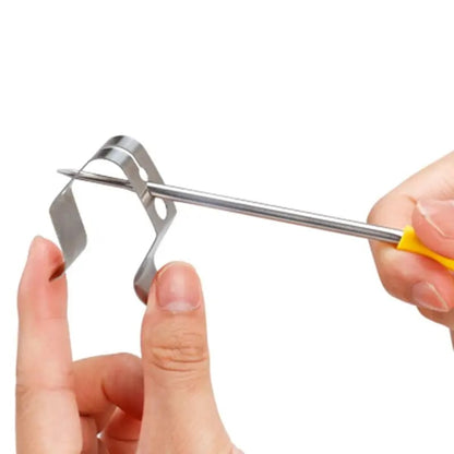 OOTDTY Stainless Steel BBQ Thermometer Probe Clip Holder, Silver, 4 x 4 x